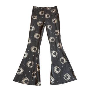 Mighty Fine Celestial Sun Moon Flare Y2K Pants Grey Leggings Medium